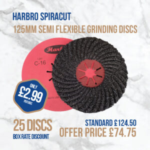 Harbro Spiracuts â€“ 125mm (BOX 25 DISCS) Semi-Flexible Grinding Discs
